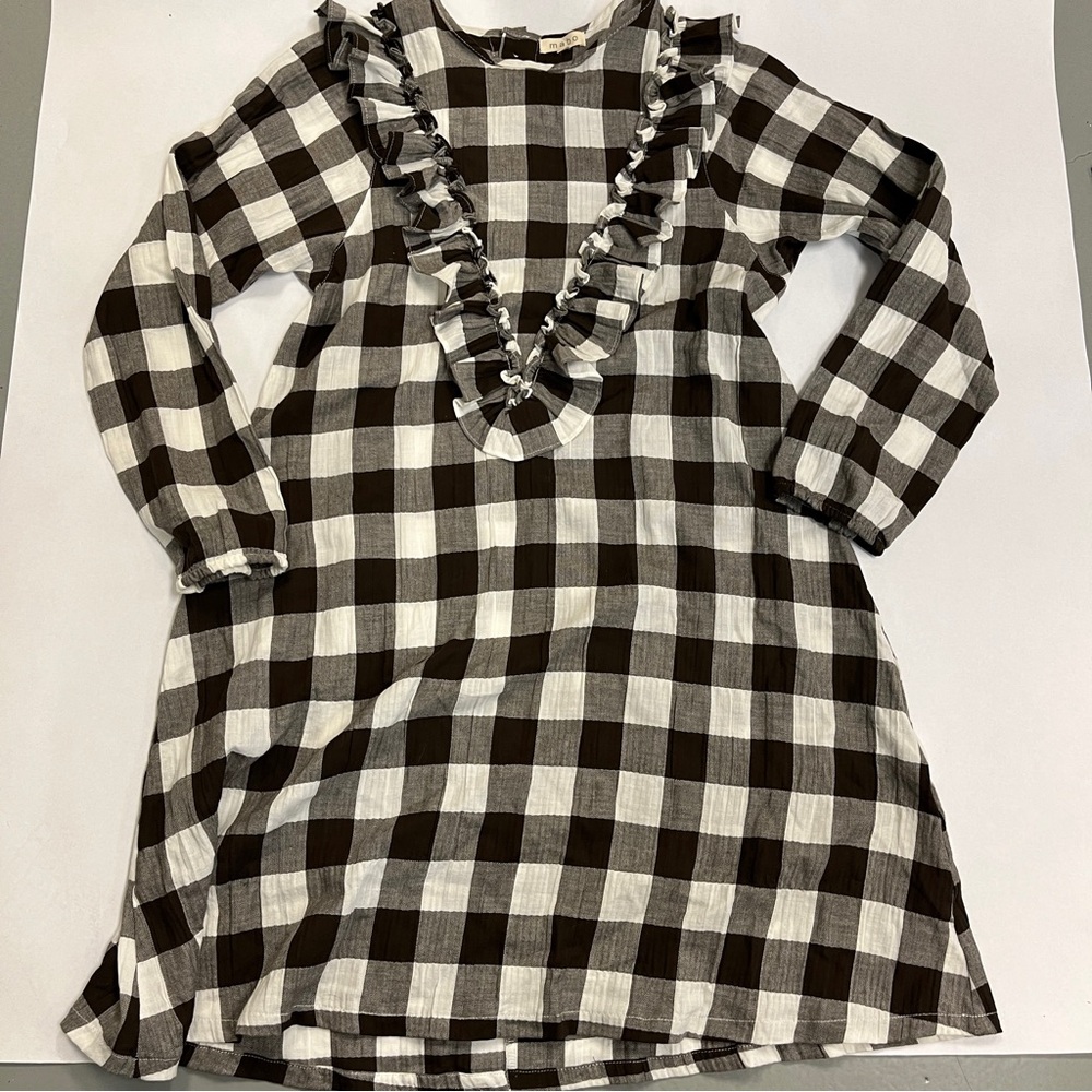 Mabo Girls Plaid Check Ruffle Cotton Dress Size 14/15 EUC